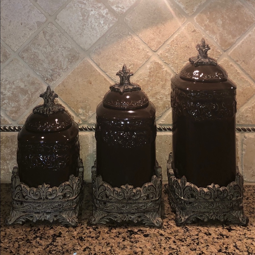 Drake Design Canisters with Iron Bases & pulls
